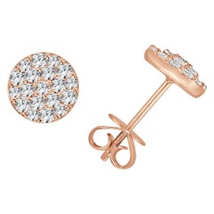 14K Rose Gold Diamond Cluster Stud Earrings for Her
