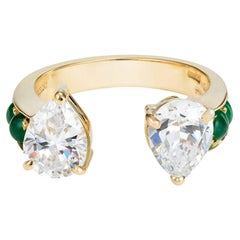 Dubini Theodora Ring mit Zirkon und Smaragd aus 18 Karat Gelbgold