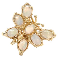 Opal Butterfly 14 Karat Yellow Gold Cocktail Ring