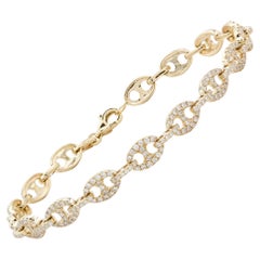 14k Yellow Gold & Diamond Gucci Link Tennis Bracelet 1.49ctw G-H/VS2-SI1