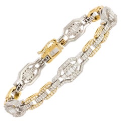 Unique Tennis Bracelet Diamond White Yellow Gold 18K for Her