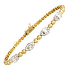 Bracelet classique en or jaune blanc 18K avec diamant pour elle