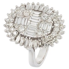 Every Day Sun Flower White 18K Gold White Diamond Ring for Her