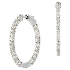 Classic Hoop White Gold 18K Earrings Diamond For Her