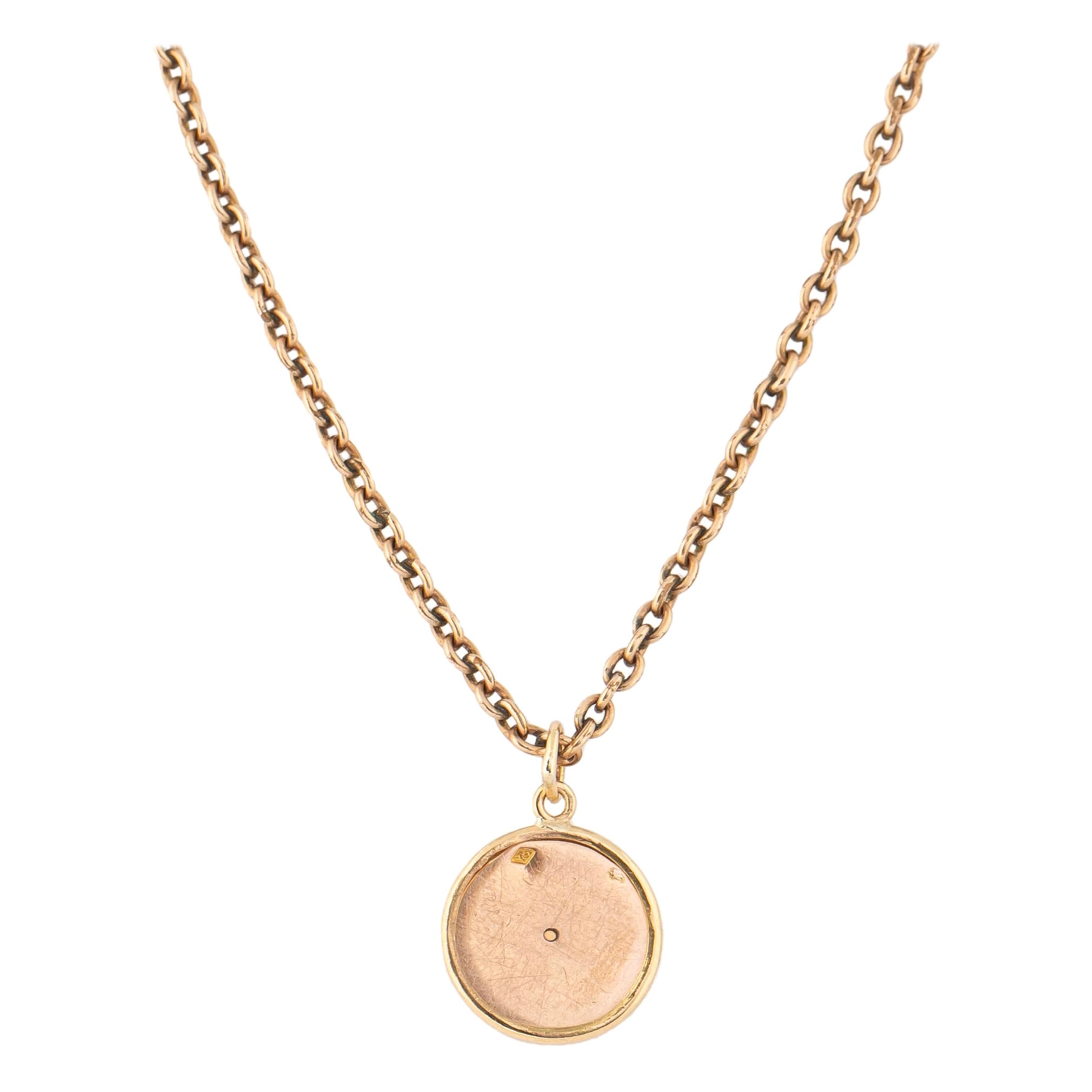 French 18k Gold Disc Pendant Paris by Marie Betteley For Sale