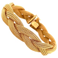 18 Karat Yellow Gold Woven Braided Bracelet 28.5 Grams
