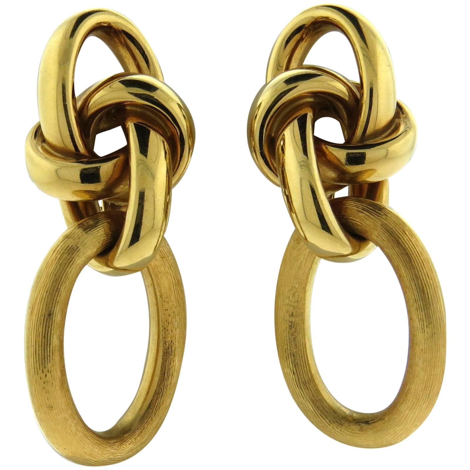 1980s Large Neiman Marcus Long Gold Earrings