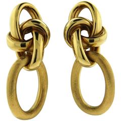 1980s Large Neiman Marcus Long Gold Earrings