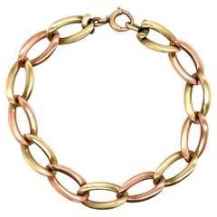 Retro 14 Karat Yellow & Rose Gold Twisted Curb Link Bracelet 19.2 Grams