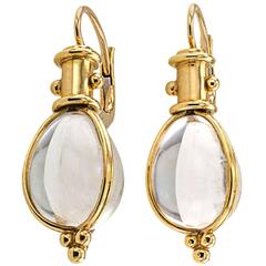 Temple St. Clair Rock Crystal Gold Amulet Earrings