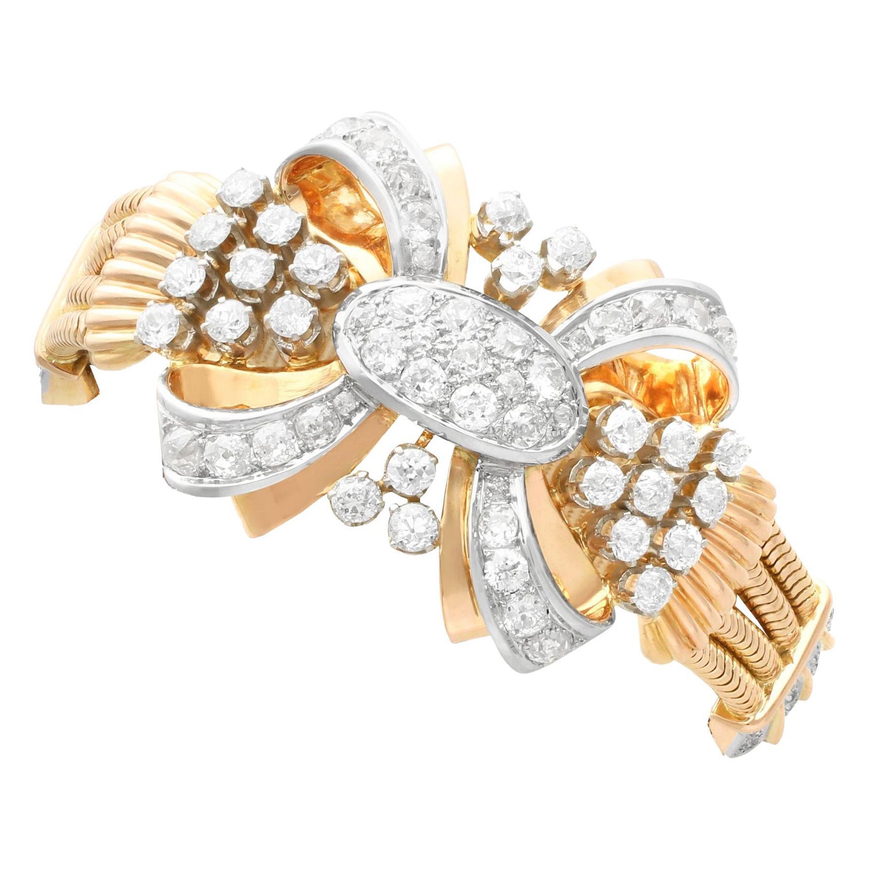 Bracelet Art déco vintage en or jaune et diamants de 8,77 carats en vente