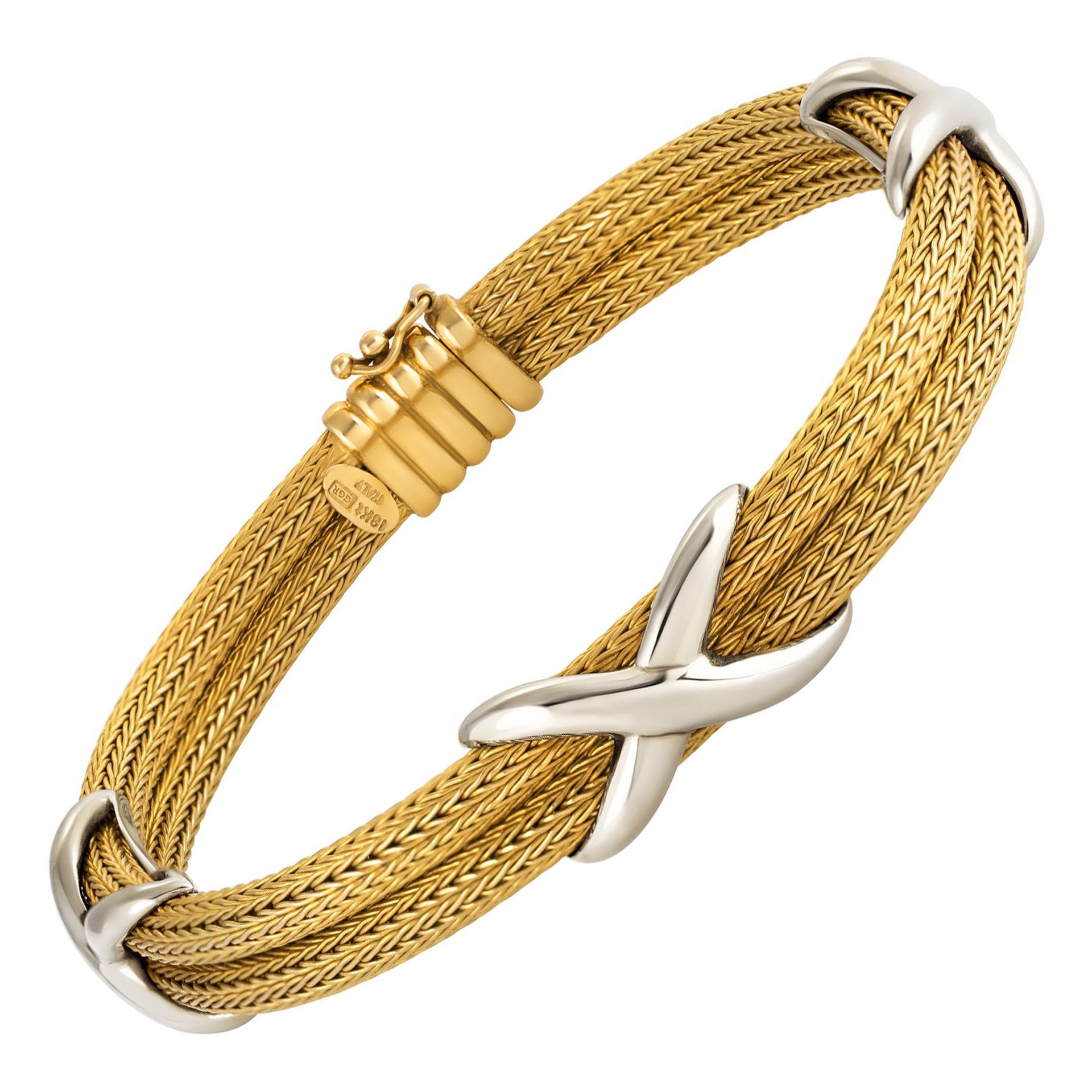 Italian 18k yellow gold mesh bracelet