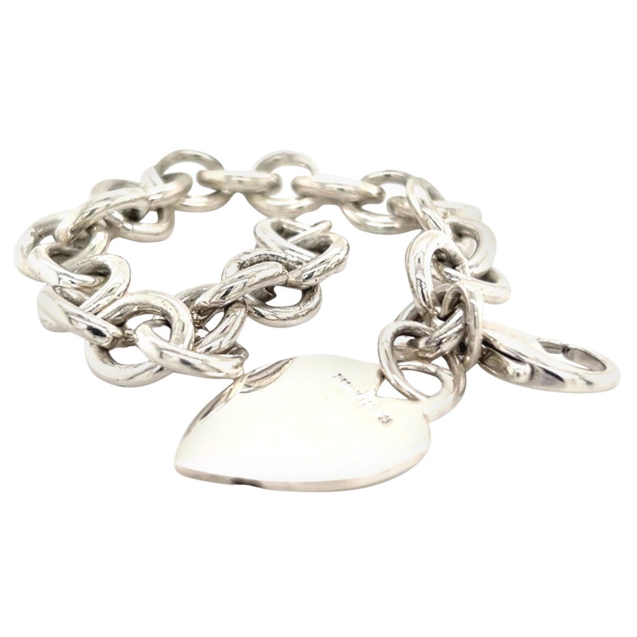 Tiffany & Co Estate Heart Charm Bracelet Sterling Silver 36 Grams For Sale