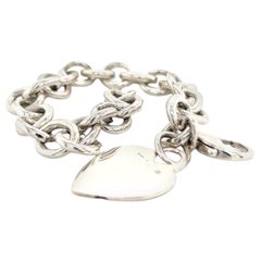 Retro Tiffany & Co Estate Heart Charm Bracelet Sterling Silver 36 Grams
