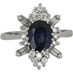 Sapphire Diamond Gold Fancy Spray Cluster Ring