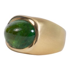 18K Yellow Boule Ring Set With a Tourmaline Cabochon 16.75 ct by Marion Jeantet