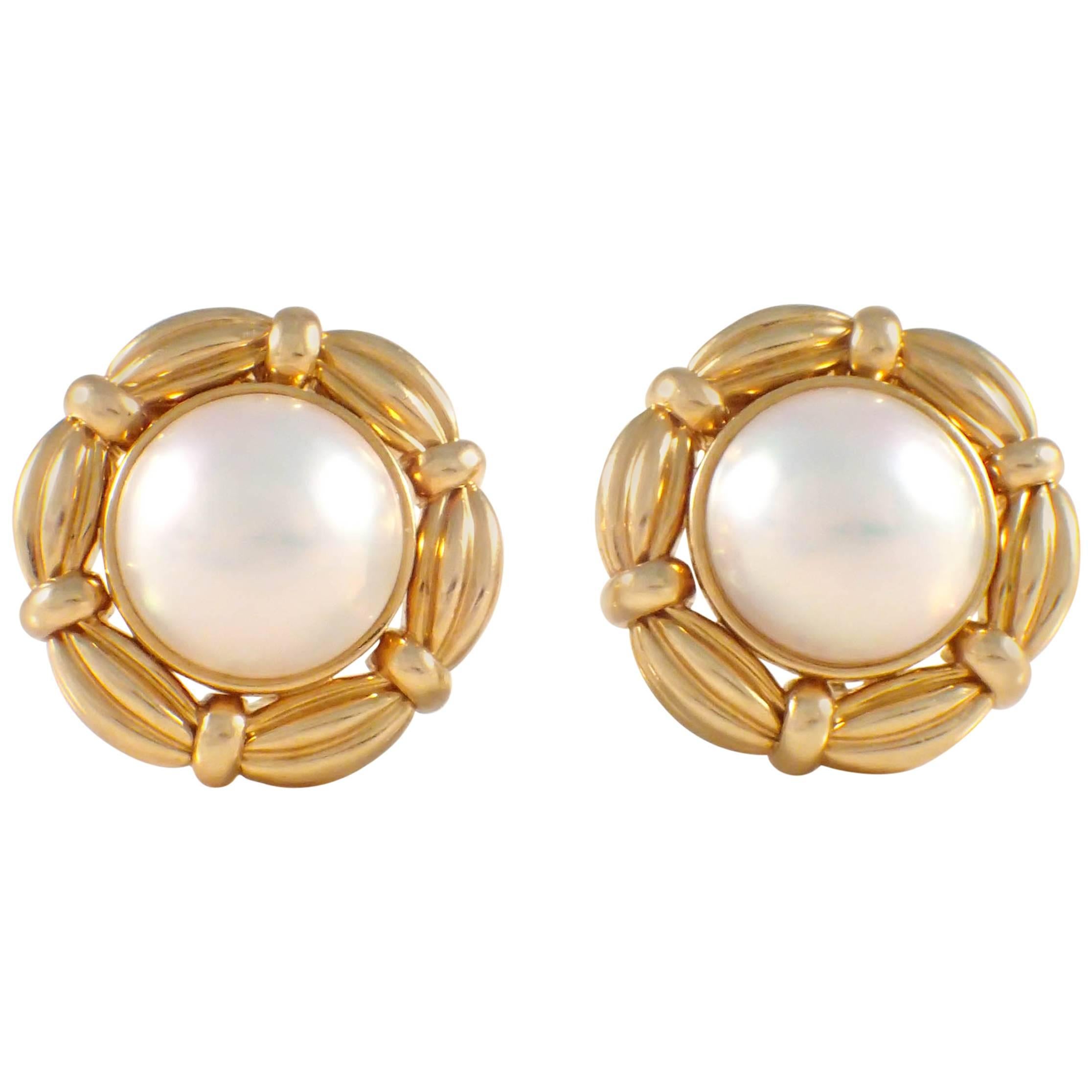 Tiffany & Co. Mother of Pearl Gold Earrings  For Sale