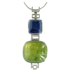 Dalben Peridot Iolite Gold Pendant Necklace