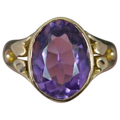 Superb Large Amethyst and 14 Carat Gold Solitaire Statement Ring