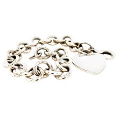 Used Tiffany & Co. Estate Heart Charm Bracelet Sterling Silver 35.5 Grams