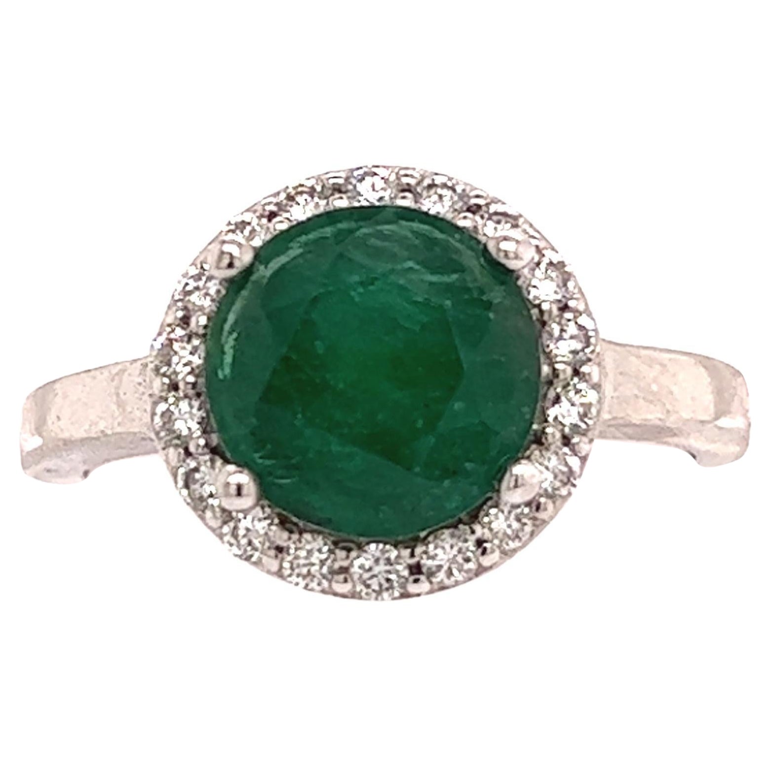 Natural Emerald Diamond Ring 14k Gold 2.83 TCW Certified For Sale