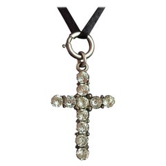 Antique Georgian Paste Cross Pendant, Sterling Silver