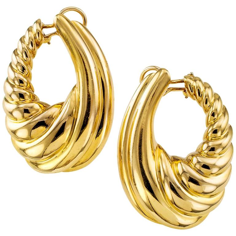Large Gold Hoop Clip On Earrings At 1stdibs Large Gold Hoop Clip On Earrings For