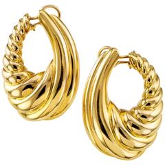 Vintage Large Gold Hoop Clip-On Earrings