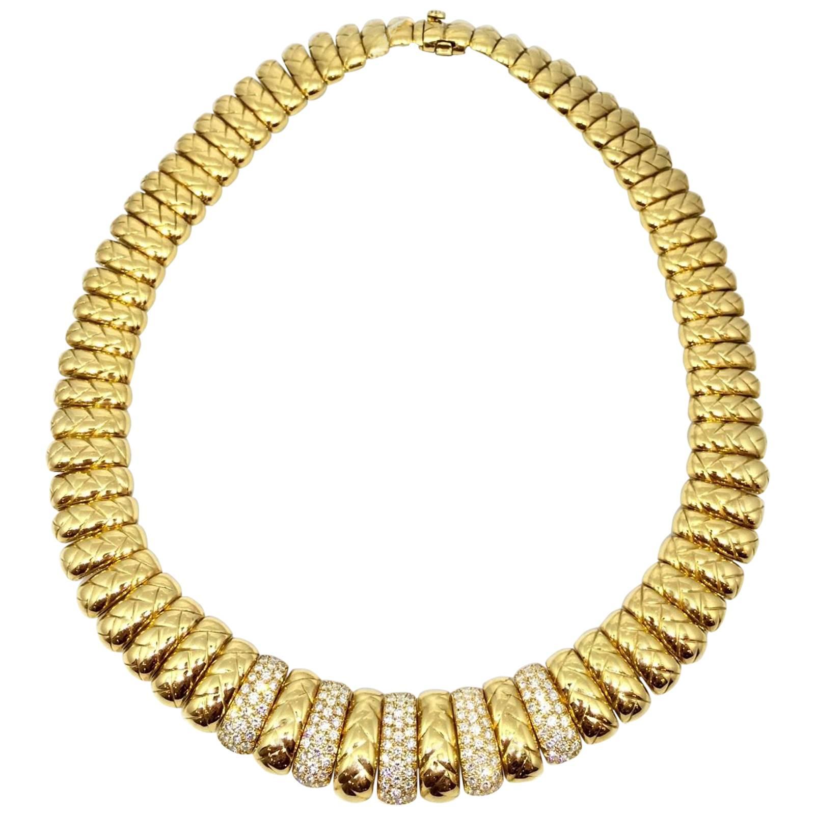 Van Cleef & Arpels Diamond Gold Collar Choker Necklace  For Sale
