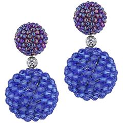 Axel Russmeyer Diamond Platinum Woven Jeweled Drop Earrings