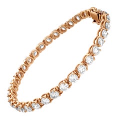 Bracelet ligne de diamants en or jaune 14 carats avec environ 10 carats de diamants