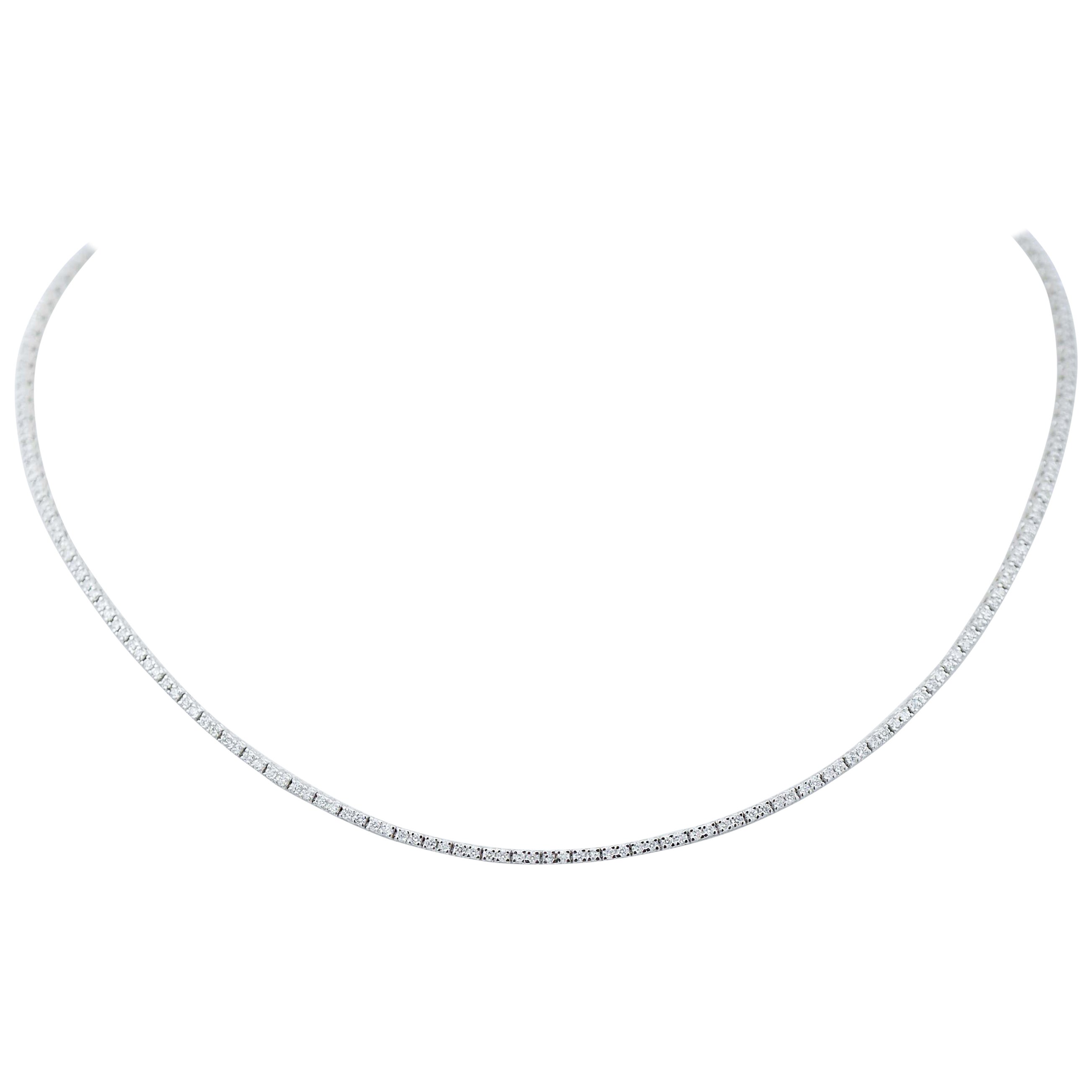 Diamonds, 18 Karat White Gold Tennis Necklace.