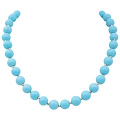 Turquoise, or jaune 18 carats Collier Retrò.