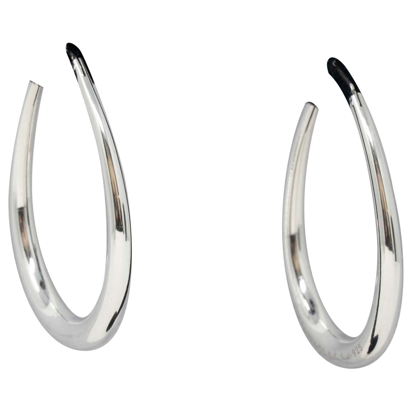 Tiffany and Co. 925 Silver Hoop Earrings Elsa Peretti Design at 1stDibs