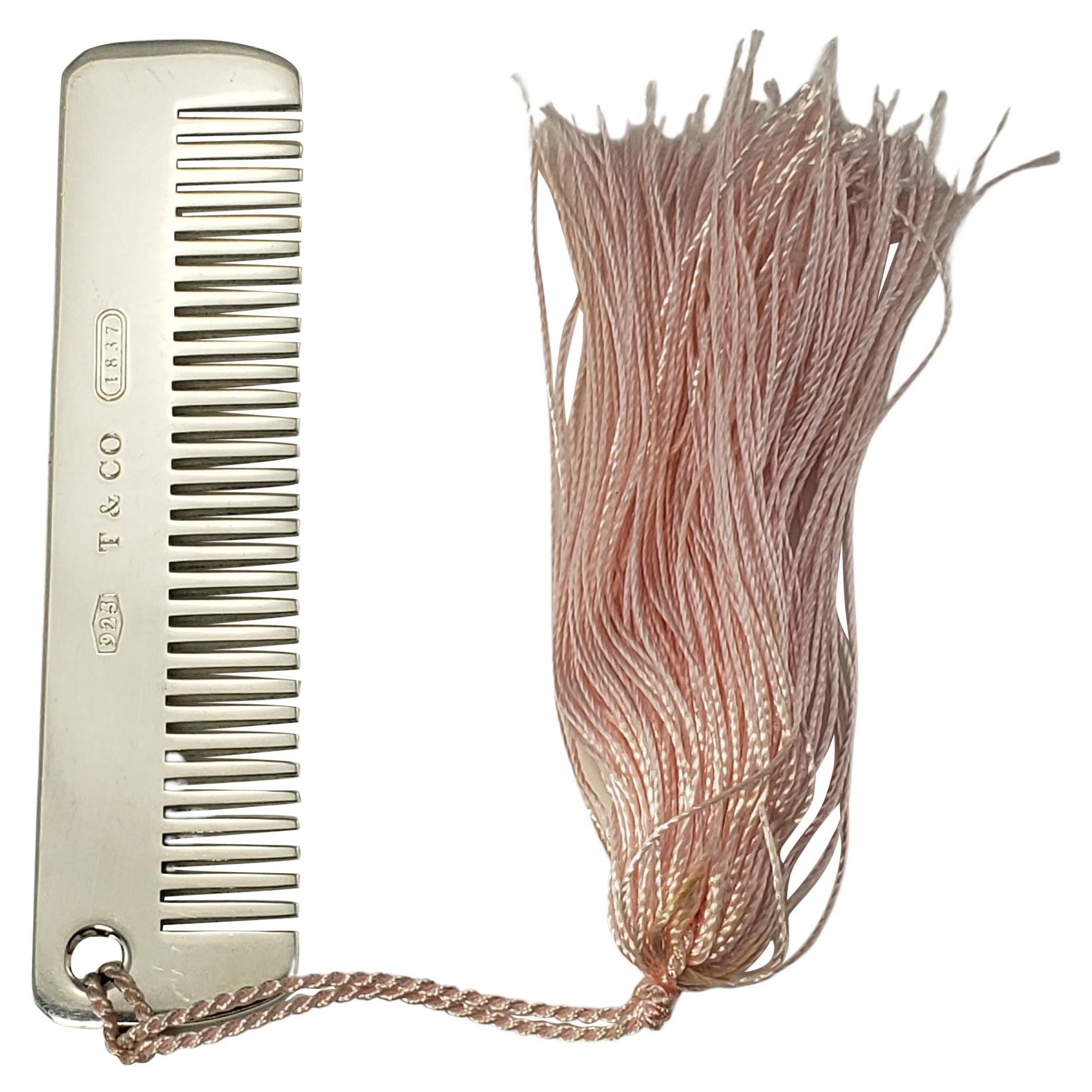 Tiffany & Co. Sterling Silver Baby Comb with Pink Tassel