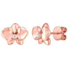 Diamond and Rose Gold Flower Stud Earrings