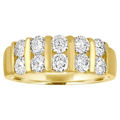 1.50 Carat Diamond Two-Row Gold Half Band Ring
