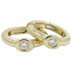 Chaumet Diamond Gold Hoop Earrings