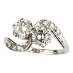 Art Deco Diamond and Platinum Crossover Ring, Circa 1935, 1.30ct