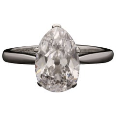 Antique Pear Shape Diamond Set As A Platinum Solitaire Ring