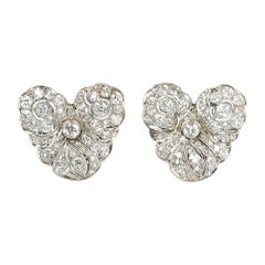 Vintage Belle Époque Style Diamond Earrings, 4.00 Carats, Circa 1940