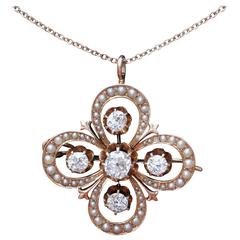 Victorian Gothic Revival Rose Gold Old Mine Diamond Pendant Circa 1870 5