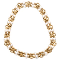 Bvlgari Halskette aus 18 Karat Gold und Perlen