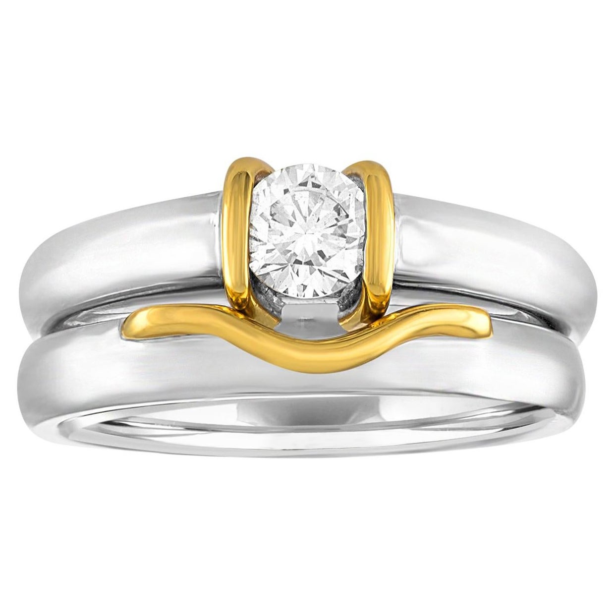 0.35 Carat Diamond Gold Engagement Band Set For Sale