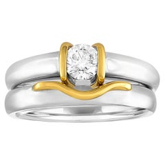 0.35 Carat Diamond Gold Engagement Band Set