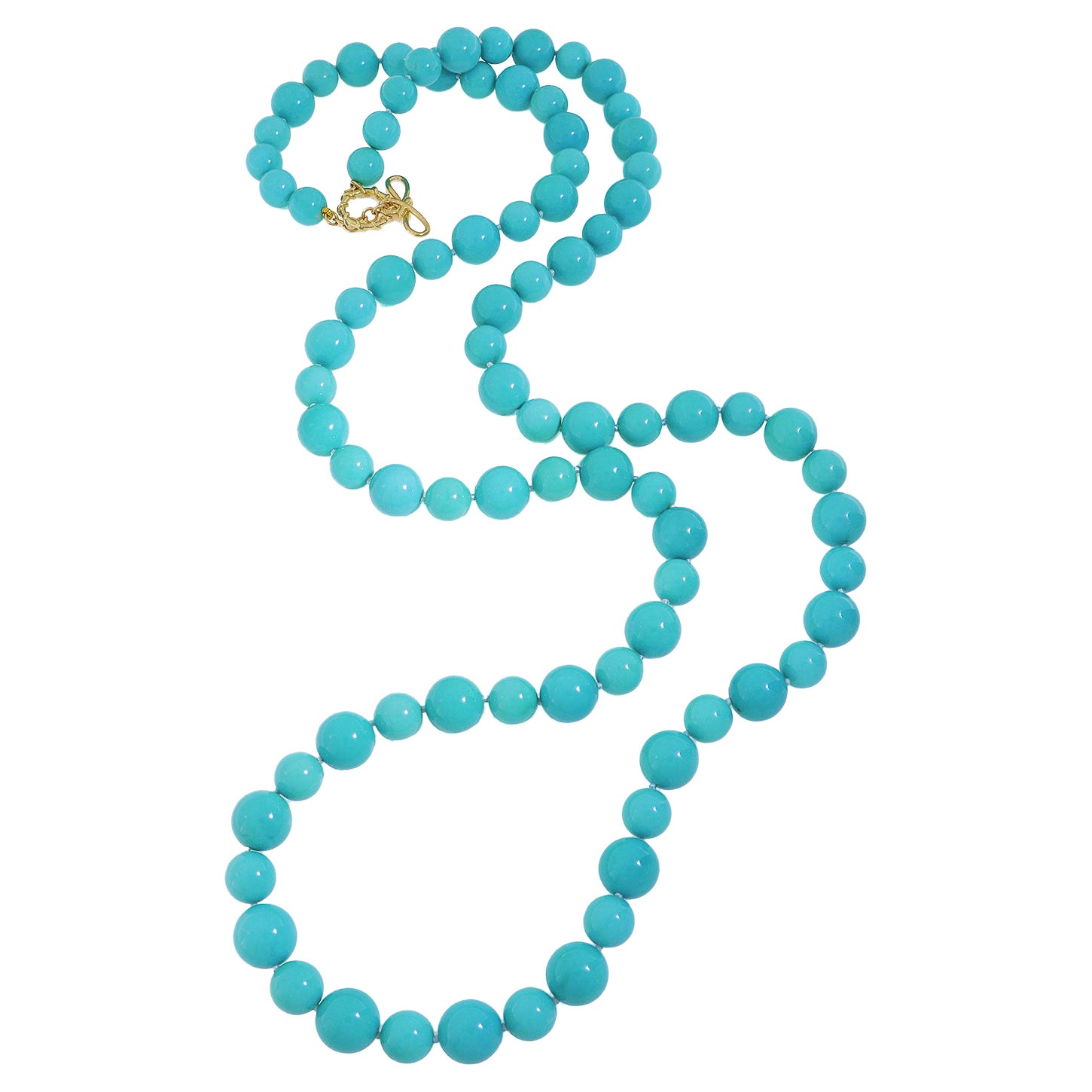 Collier boule de turquoise Sleeping Beauty en or jaune 18 carats