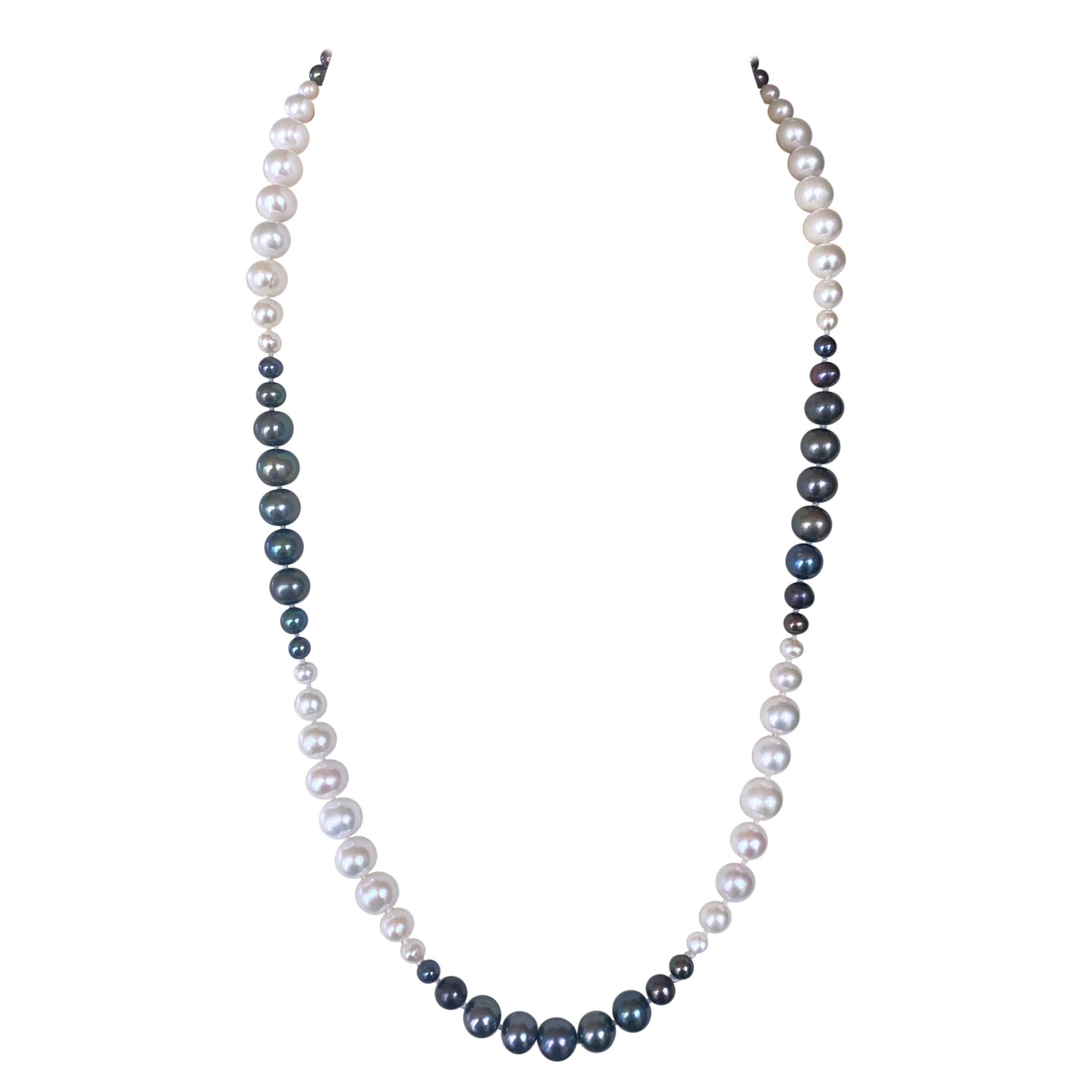 Marina J. Abgestufte Ombre-Halskette mit Verschluss aus 14 Karat Gelbgold mit Perlen