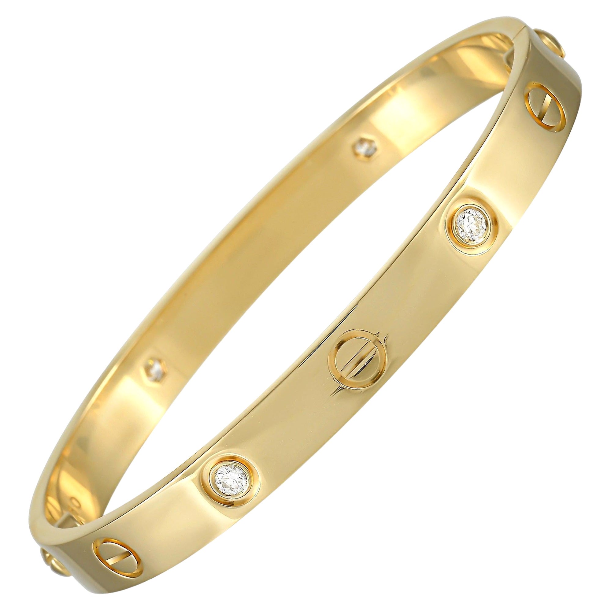 Cartier LOVE 18K Yellow Gold 4 Diamond Bracelet For Sale at 1stDibs |  cartier 750 19 re 1840, cartier 750 17 re 1840, cartier bracelet gold with  diamonds