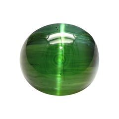 3.87 Carat Unset Loose Unmounted Oval Cat's Eye Green Tourmaline Gemstone