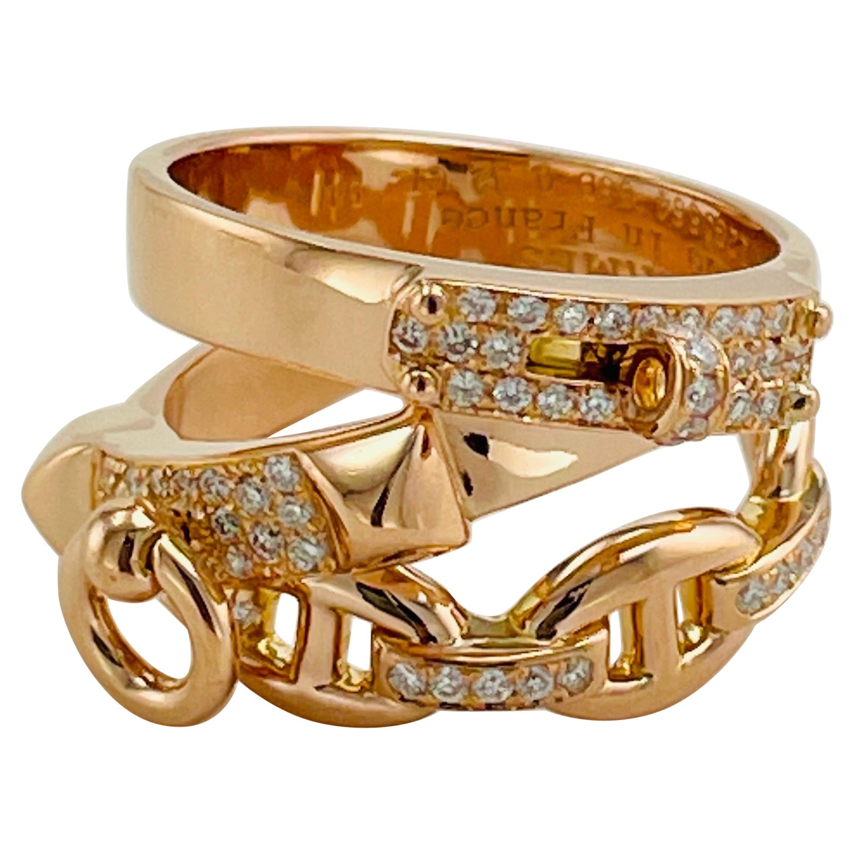 Hermes Alchimie Rose Gold Diamond Ring Large Model For Sale